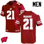Men's Wisconsin Badgers NCAA #21 Mark Saari Red Authentic Under Armour Stitched College Football Jersey CB31X44DA